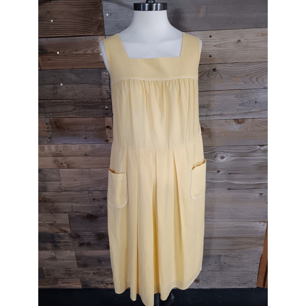 Vintage Frankenwalder Midi Dress Sz. EU 42 Square Neck Pinafore Poly Wool Blend